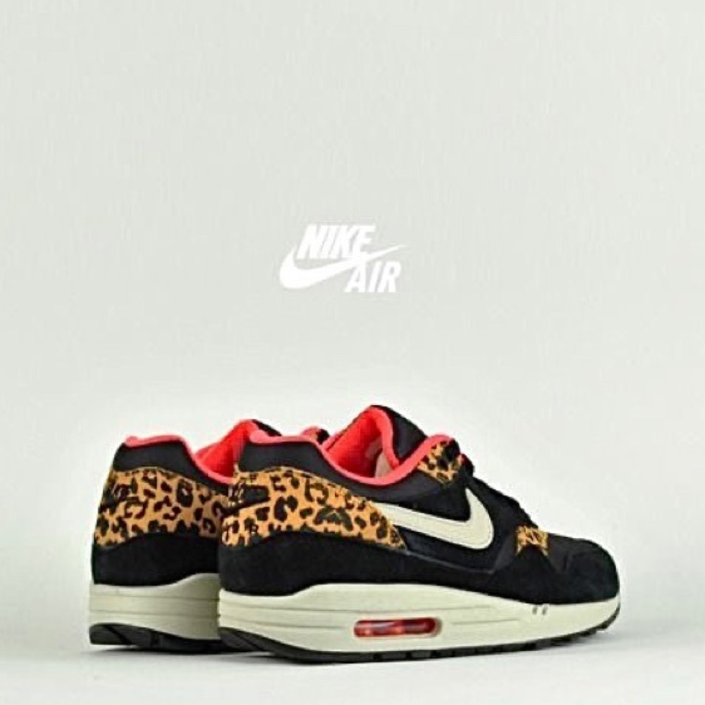 RARE NIKE AIR MAX 1 LEOPARD BLACK & PINK SNEAKERS